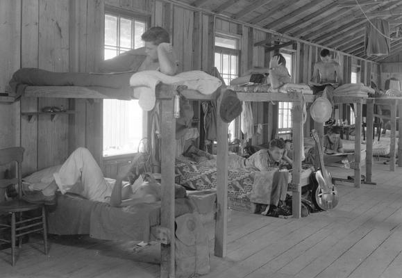 Students relaxing in the bunkhouse, duplicate