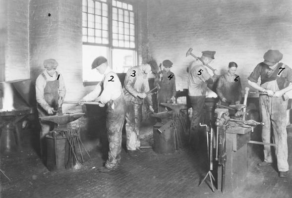 View in Forge Shop, College of Engineering, circa 1923