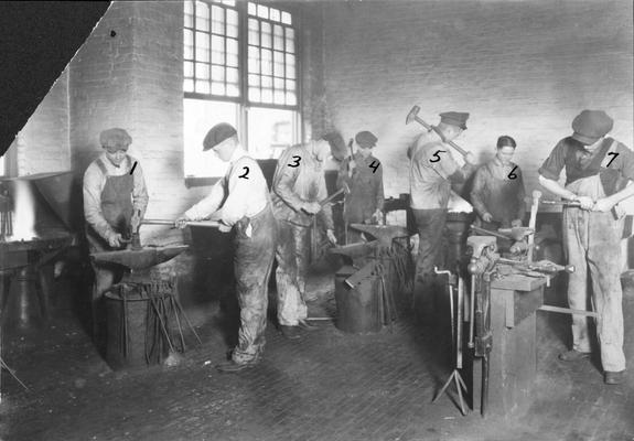 View in Forge Shop, College of Engineering, circa 1923, duplicate of folder 74 item 1