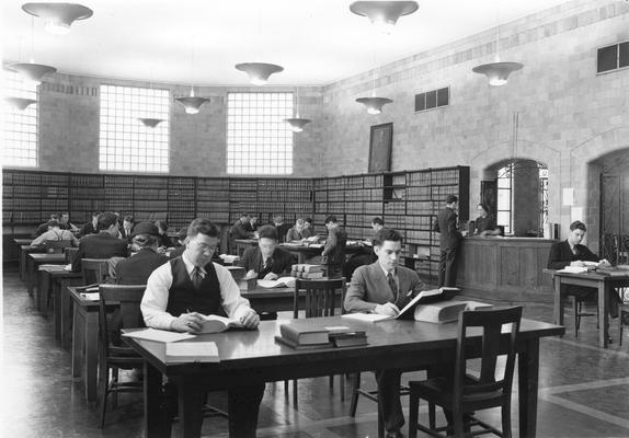 Students studying in reading room