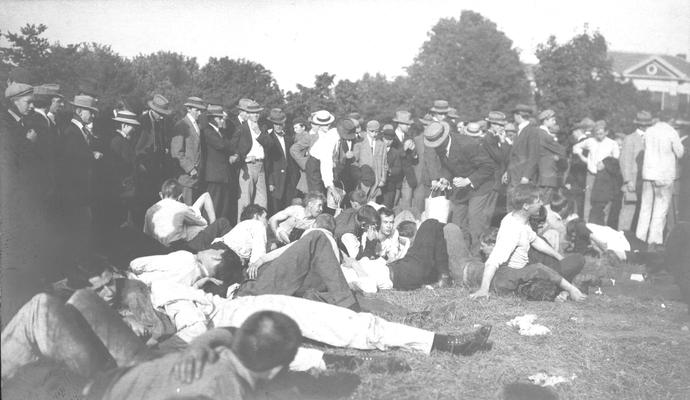 Flag Rush, competition between freshmen and sophomore classes during Commencement festivities, 1909