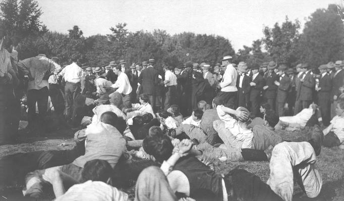Flag Rush, competition between freshmen and sophomore classes during Commencement festivities, 1909