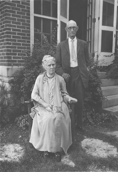 Maxwell Place visitors, President McVey's mother, Mrs. Anna Holmes McVey with her youngest brother, Webster Holmes, 1927