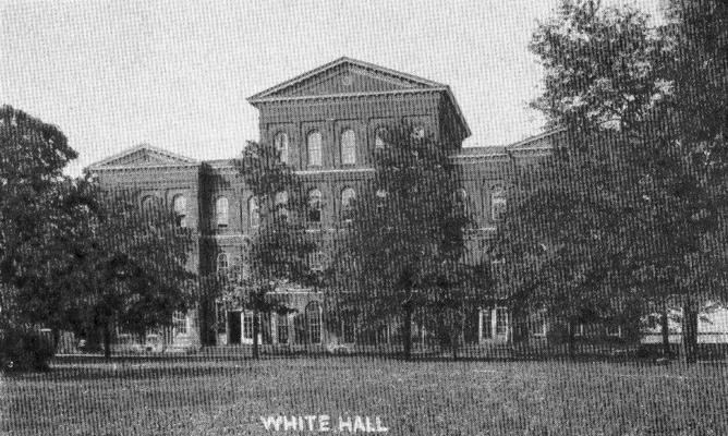 White Hall, first men's dormitory, built 1882, destroyed 1967