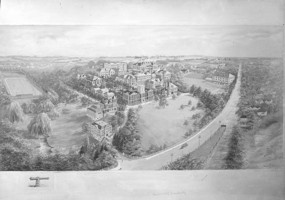 Aerial View, drawing of University of Kentucky Campus, circa 1910