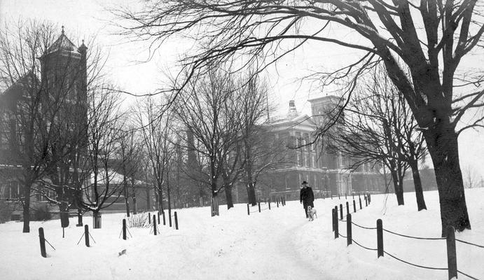 Winter Scenes, Barker Hall / Buell Armory, Administration Building and Administration Drive