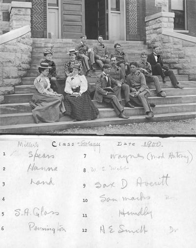 Women and men students, Geology class,1900