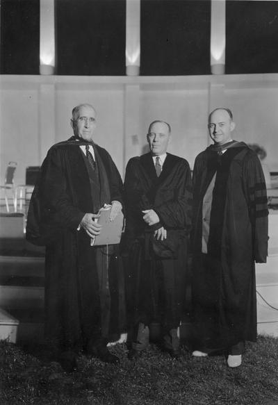 President Frank L. McVey, unidentified individual and Governor Keen Johnson, June 7, 1940