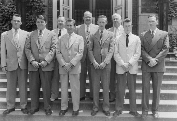 Group of men with President Donovan, circa 1950