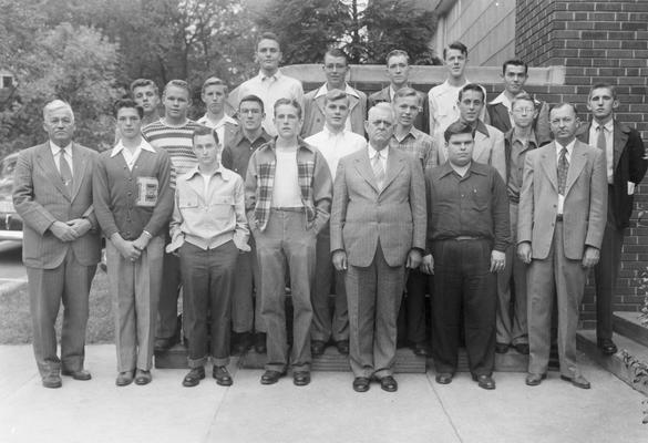 Students and left, Daniel V. Terrell, Dean of Civil Engineering, circa 1950