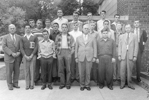 Students and left, Daniel V. Terrell, Dean of Civil Engineering, circa 1950