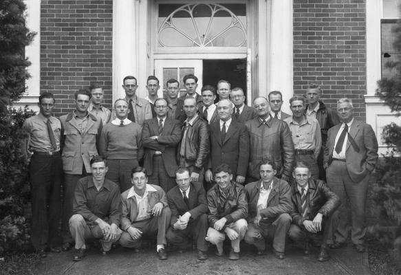 Artificial Breeding short course, December 9 - 13, 1946, men outside Dairy Products building