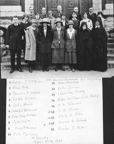 First annual Institute for Registrars, April 4-13, 1923