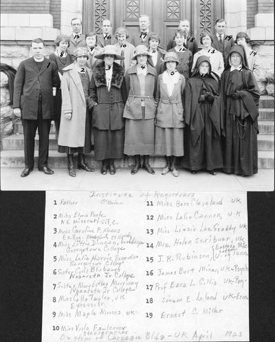 First annual Institute for Registrars, April 4-13, 1923