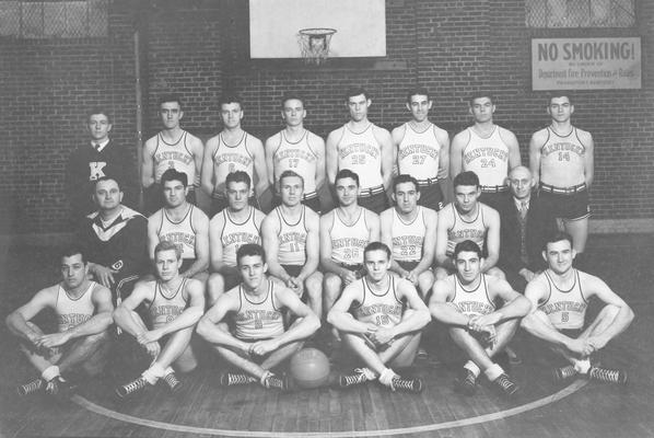 Basketball team, 1934-1935 season, Coach Adolph Rupp, second row, first person on left
