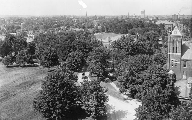 Aerial view of campus towards downtown Lexington, 1923