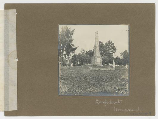 Confederate Monument; handwritten on front of photographic mounting
