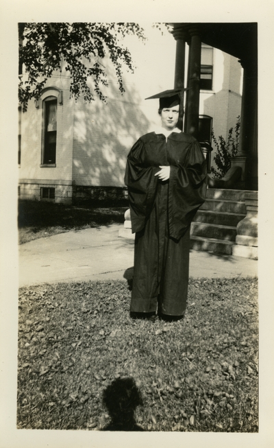 Unidentified woman in cap and gown  UK Commencement 1933