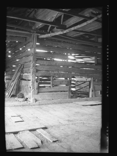 Interior of 1811 barn at The Cedars near Cynthiana, Kentucky in Harrison County