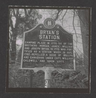 Sign regarding details about Bryan's Station