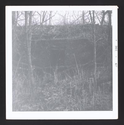 Ruins of the Colonel John Smith House on Elkhorn Creek, 7 miles east of Frankfort, Kentucky in Franklin County, burned down in July 1961