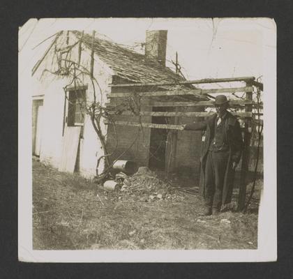 Cabin behind Patterson House, unknown location in Kentucky, negative from Mrs. Nellie Hopkins