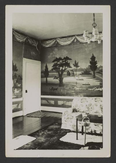 Interior of the General James McConnell House, showing murals painted by Alfred Cohen, McCowans Ferry Road, Versailles, Kentucky in Woodford County