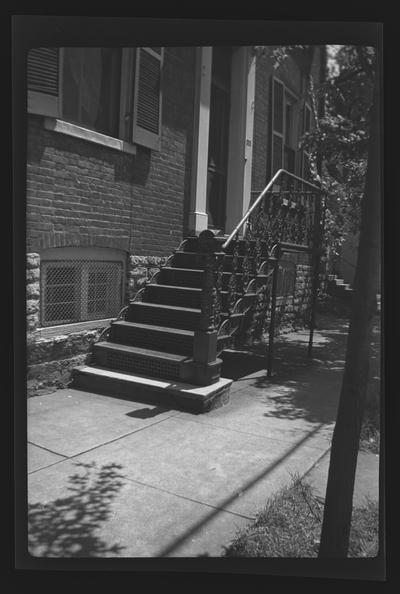 Iron stairway on the Bodley House on Gratz Park, 2nd and Market Streets, Lexington, Kentucky in Fayette County