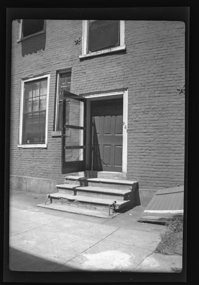 Back door at the Joel Higgins House, batten door on the inside, Lexington Avenue, Lexington, Kentucky in Fayette County