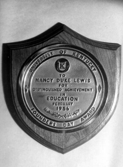 Plaque for Nancy Duke Lewis, for Founders Day