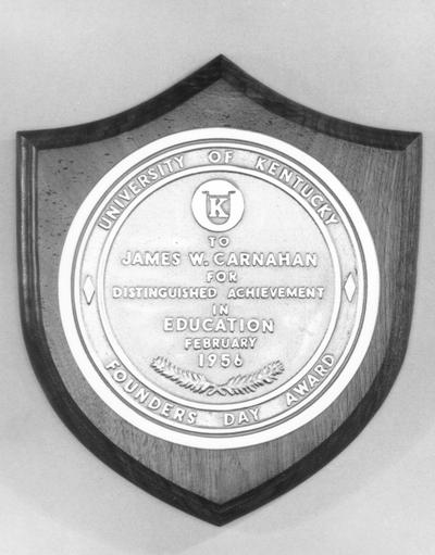 Plaque for James W. Carnahan for Founders Day