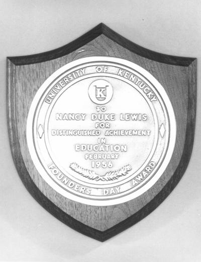 Plaque for Nancy Duke Lewis for Founders Day