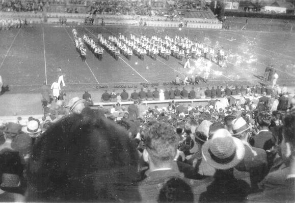 UK Marching Band on Field at Stoll