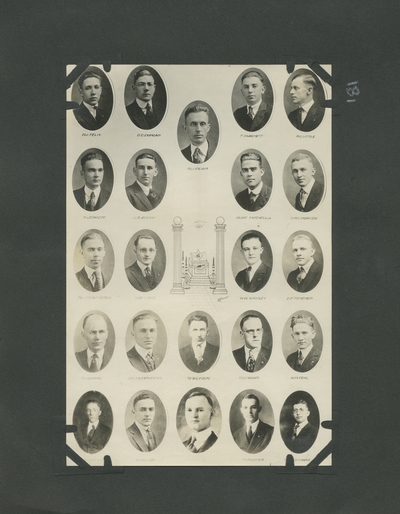 individual portraits with the Mason's Symbol in the center 