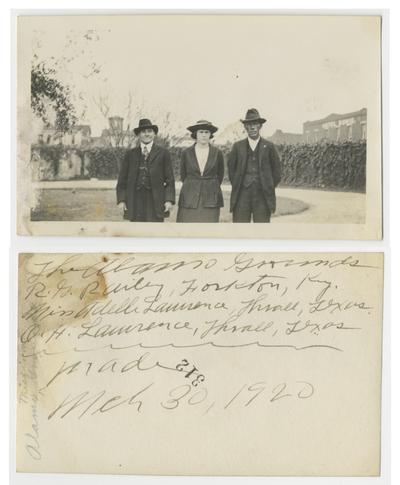 The Alamo round. R.G. Railey, Forkton, Ky. Miss Adelle Lawrence, Thrall, Texas. O.H. Lawrence, Thrall, Texas