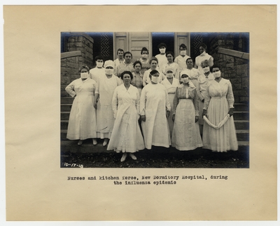 Nurses and kitchen force, New Dormitory Hospital, during the influenza epidemic