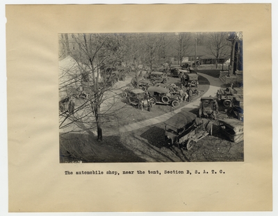 The automobile shop, near the tent, Section B, S.A.T.C
