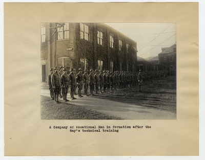 A Company of Vocational Men in formation after the day's technical training