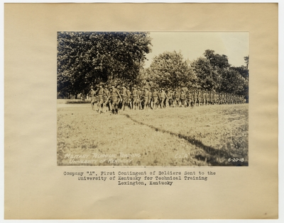 Company                                  A, First Contingent of Soldiers sent to the University of Kentucky for technical training. Lexington, KY