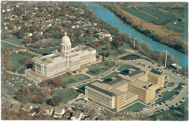Air view, Kentucky State Capitol and New Capitol annex building