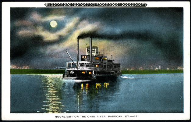 Moonlight On The Ohio River, Paducah, KY. [Steam Boat.]