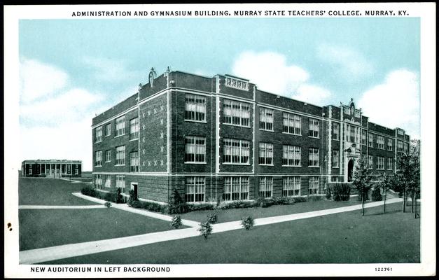 Administration And Gymnasium Building, Murray State Teachers' College. New Auditorium In Left Background