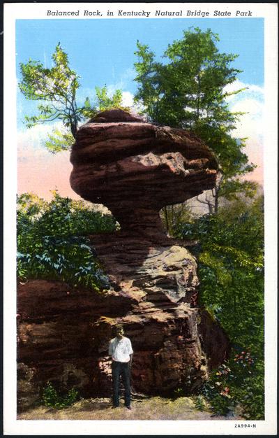 Balanced Rock in Kentucky Natural Bridge State Park. (Printed verso reads: 