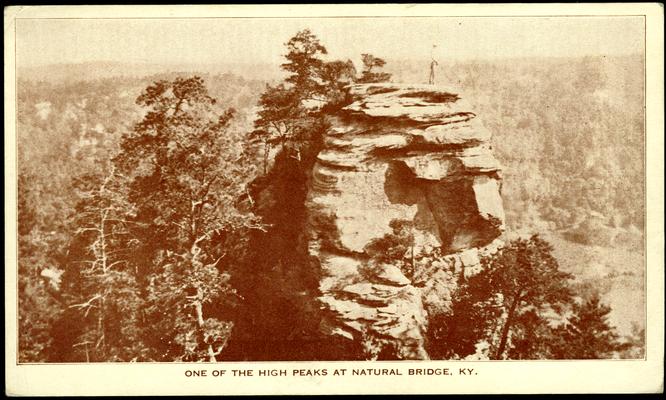 One Of The High Peaks At Natural Bridge, KY. (Printed verso reads: 