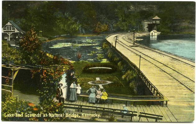 Lake and Grounds at Natural Bridge, Kentucky. 2 copies