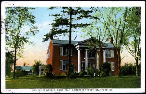 Residence of H.C. Baughman, Somerset Street. (Printed verso reads: 