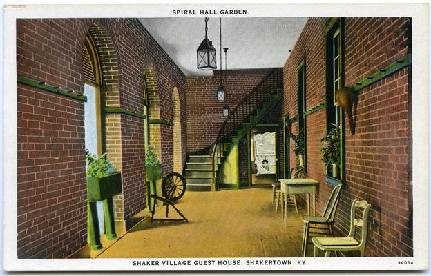 Spiral Hall Garden, Shaker Village Guest House. [Printed verso reads: 