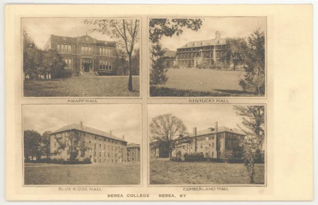 Berea College: Knapp Hall, Kentucky Hall, Blue Ridge Hall, Cumberland Hall. (Printed verso reads: 
