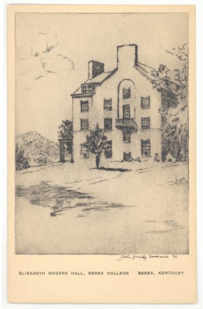 Elizabeth Rogers Hall, Berea College. [Drawing by Julia Gridley Severance '26.]