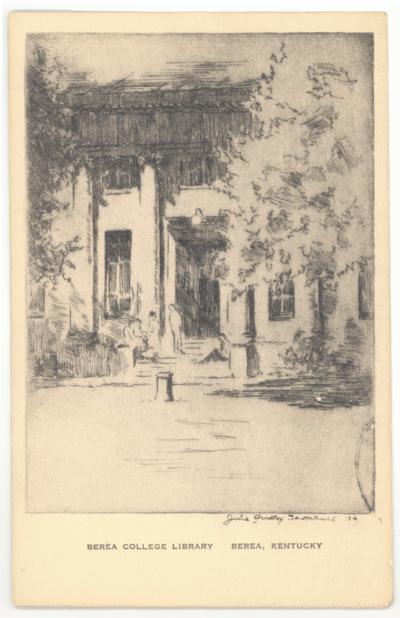 Berea College Library, Berea College. [Drawing by Julia Gridley Severance '26.]